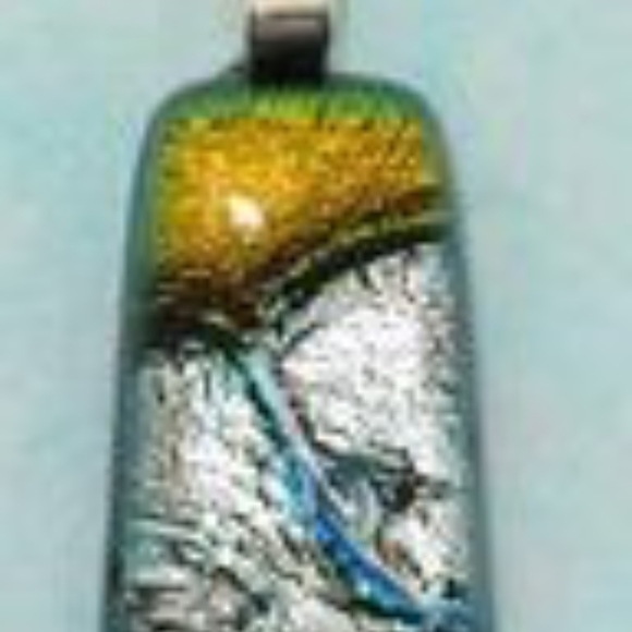 Dichroic Fused Glass Pendant with 16" sterling silver snake chain - Picture 7 of 8